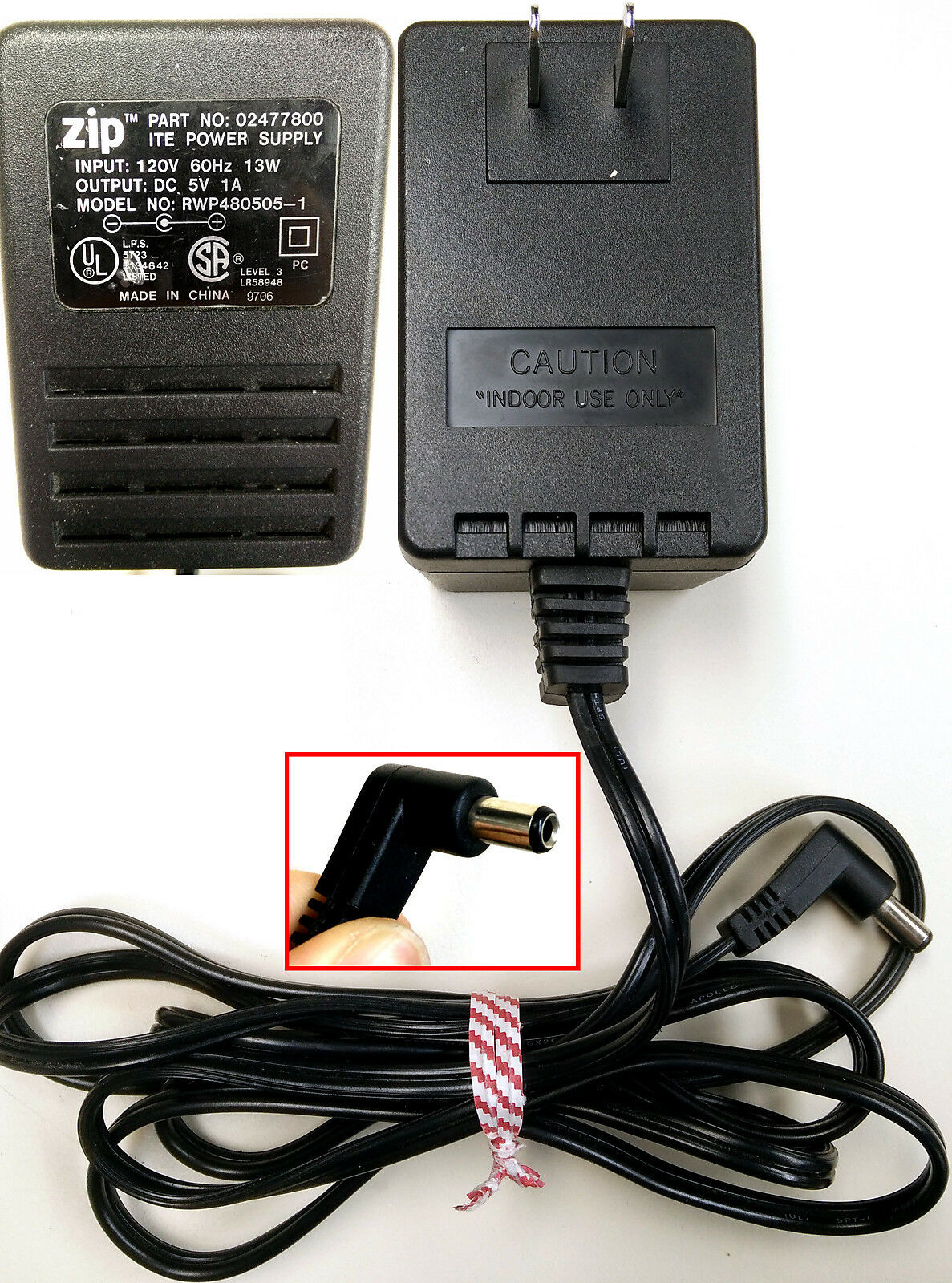 NEW Iomega Zip Drive 02477800 5V 1A AC DC Adapter RWP480505-1 ITE Power Supply - Click Image to Close
